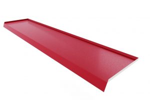 czerwony parapet zewnętrzny z wywijanymi zakończeniami